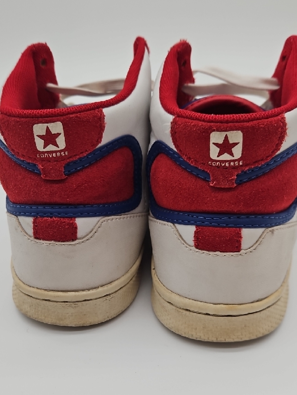 Converse White High-Top Sneakers with Blue Chevron & Red Collar - Picture 11 of 14